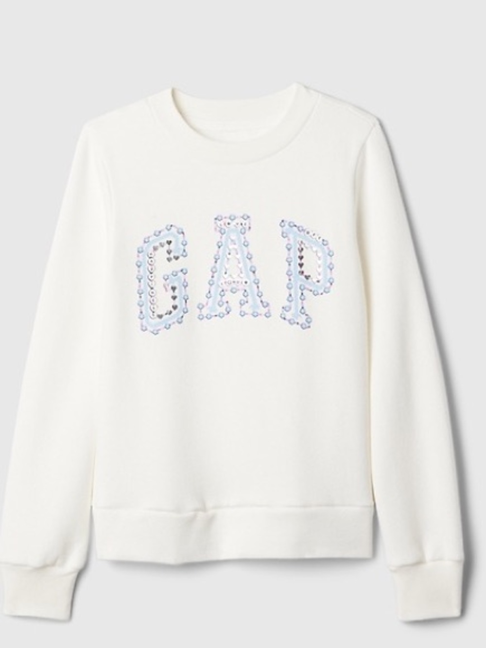 Gap Kids girls' sweatshirt featuring a blue pink, silver logo size 6-7 - Picture 2 of 3